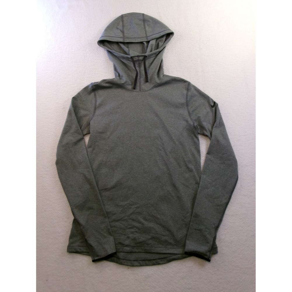 Nike Pro Dri-FIT Womens Large Heathered Grey‎ Scuba Hoodie Thumbholes 622291-091